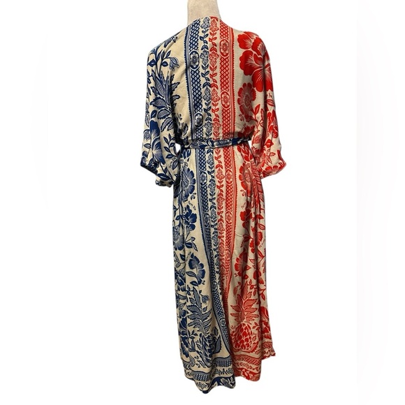 Farm Rio Floral wrap around maxi dress- Red and Blue size S - Picture 2 of 14